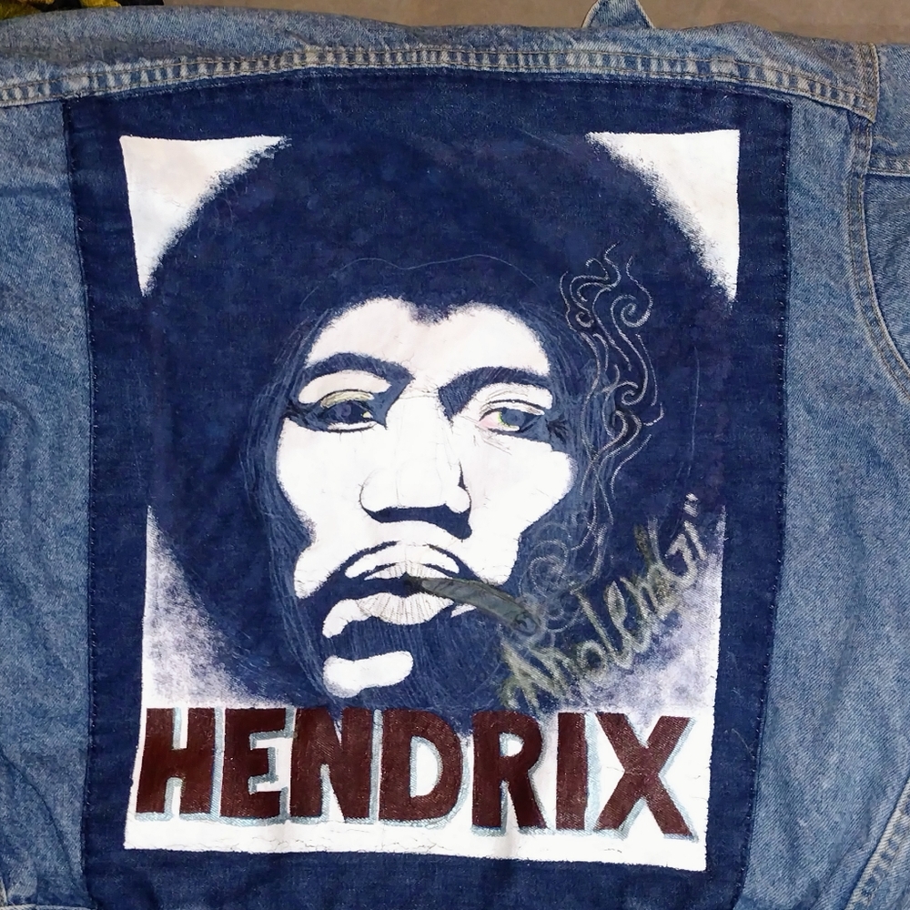 Women's Levi Jacket with Hand Painted Jimmy Hendrix on back